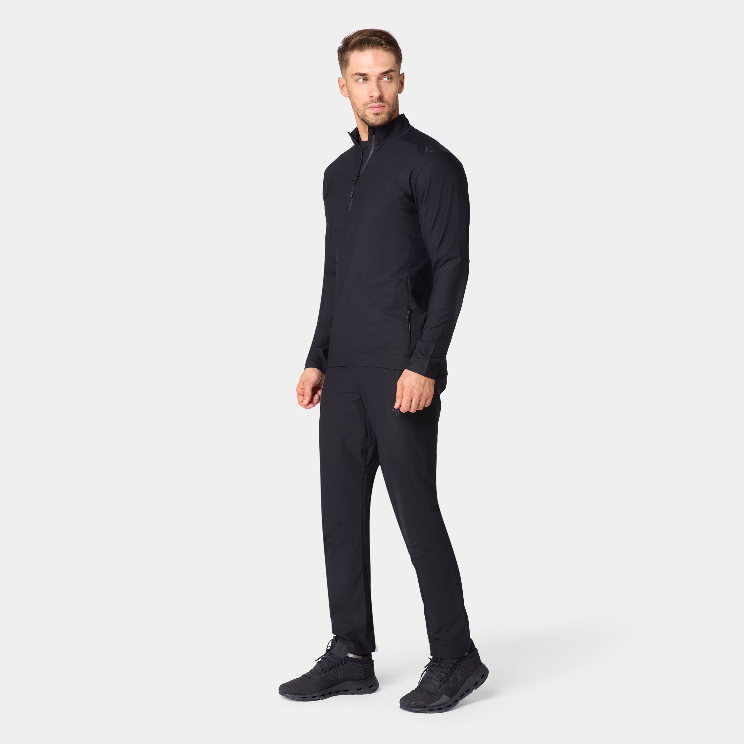 ACTDRY® Quarter Zip Long Sleeves Top - Black