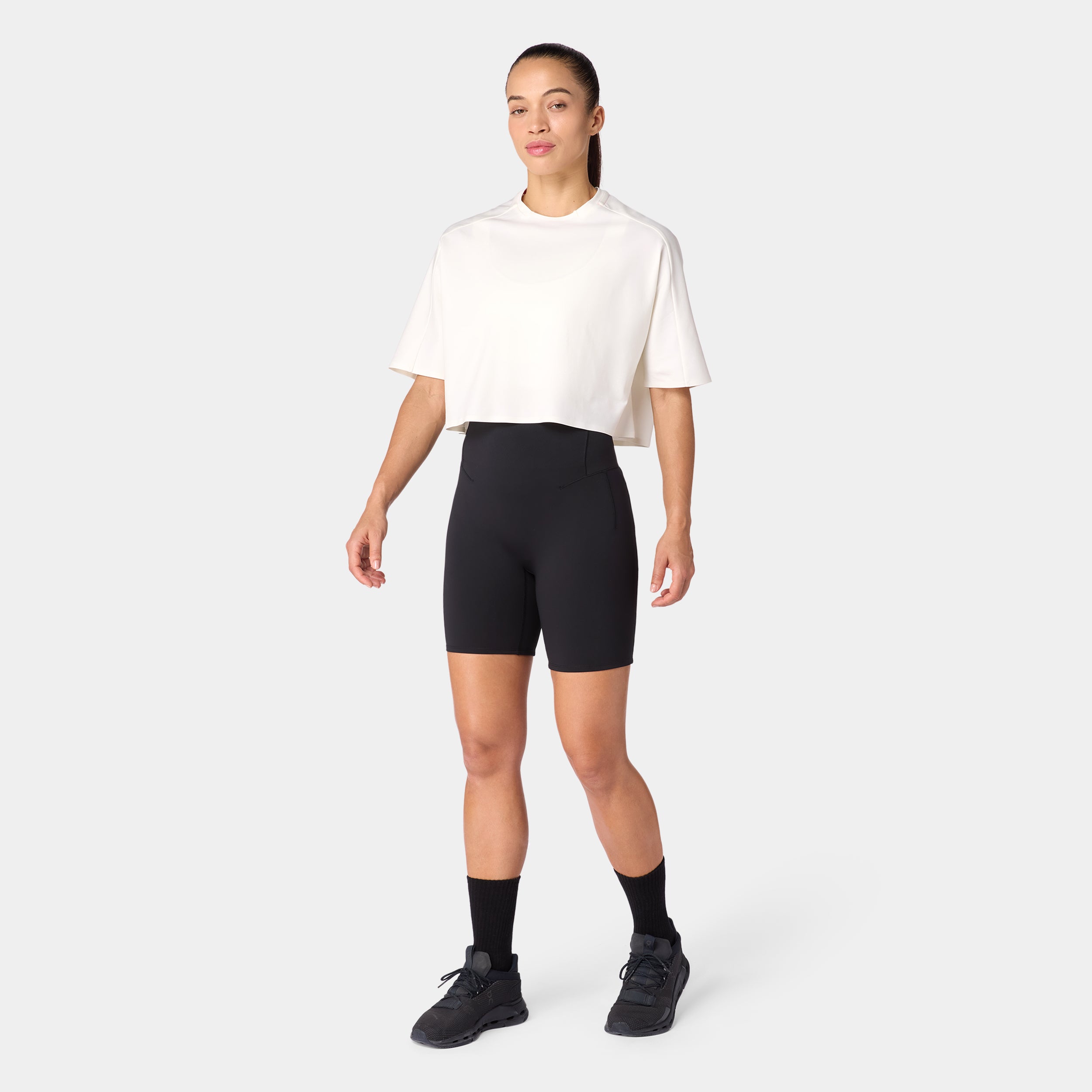 Pima Cotton ACTDRY® Crop T-shirt - Pearl White