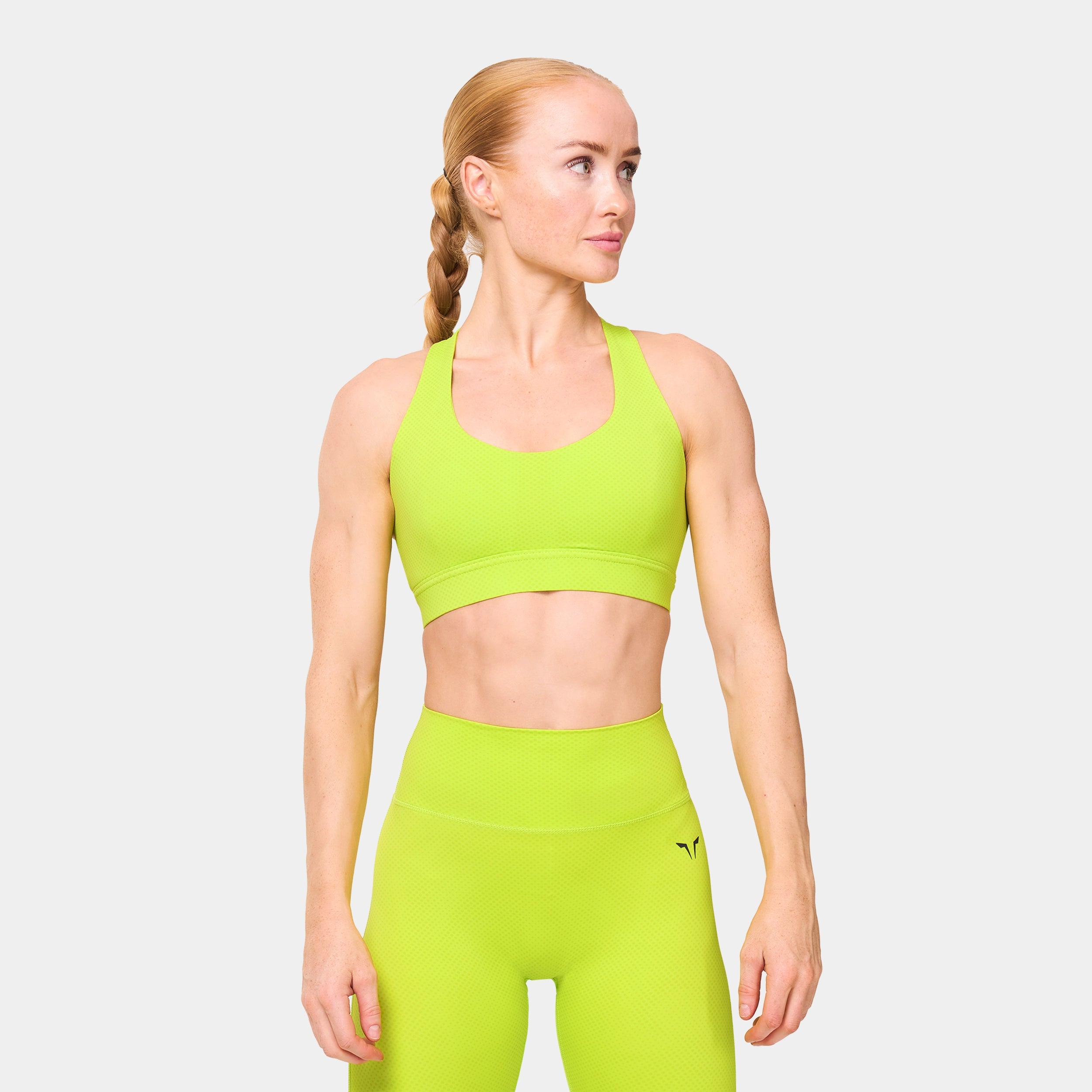 Racer Back Bra - Fluo Yellow & Green Oasis Print