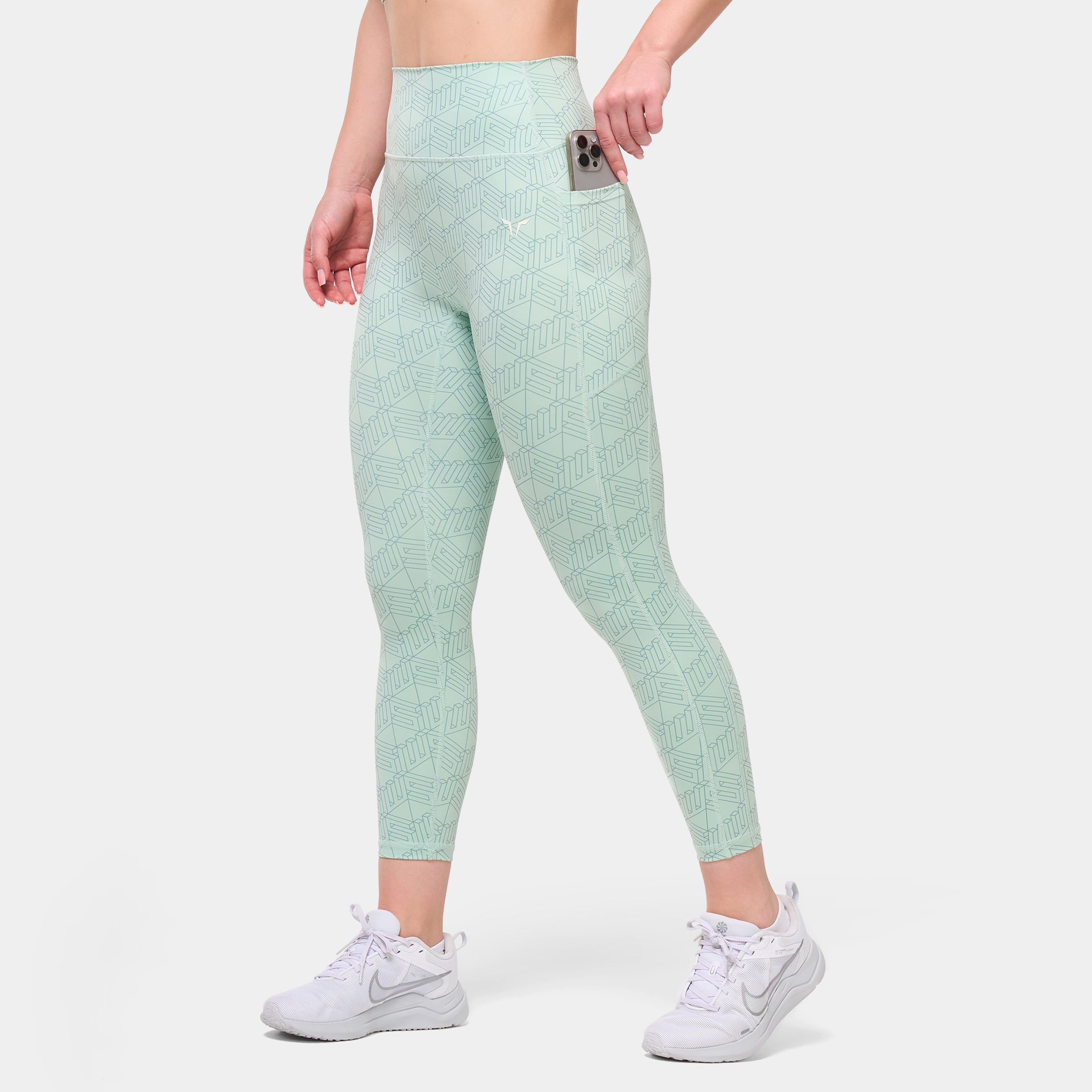 Monogram 24" Leggings - Aqua Foam Print