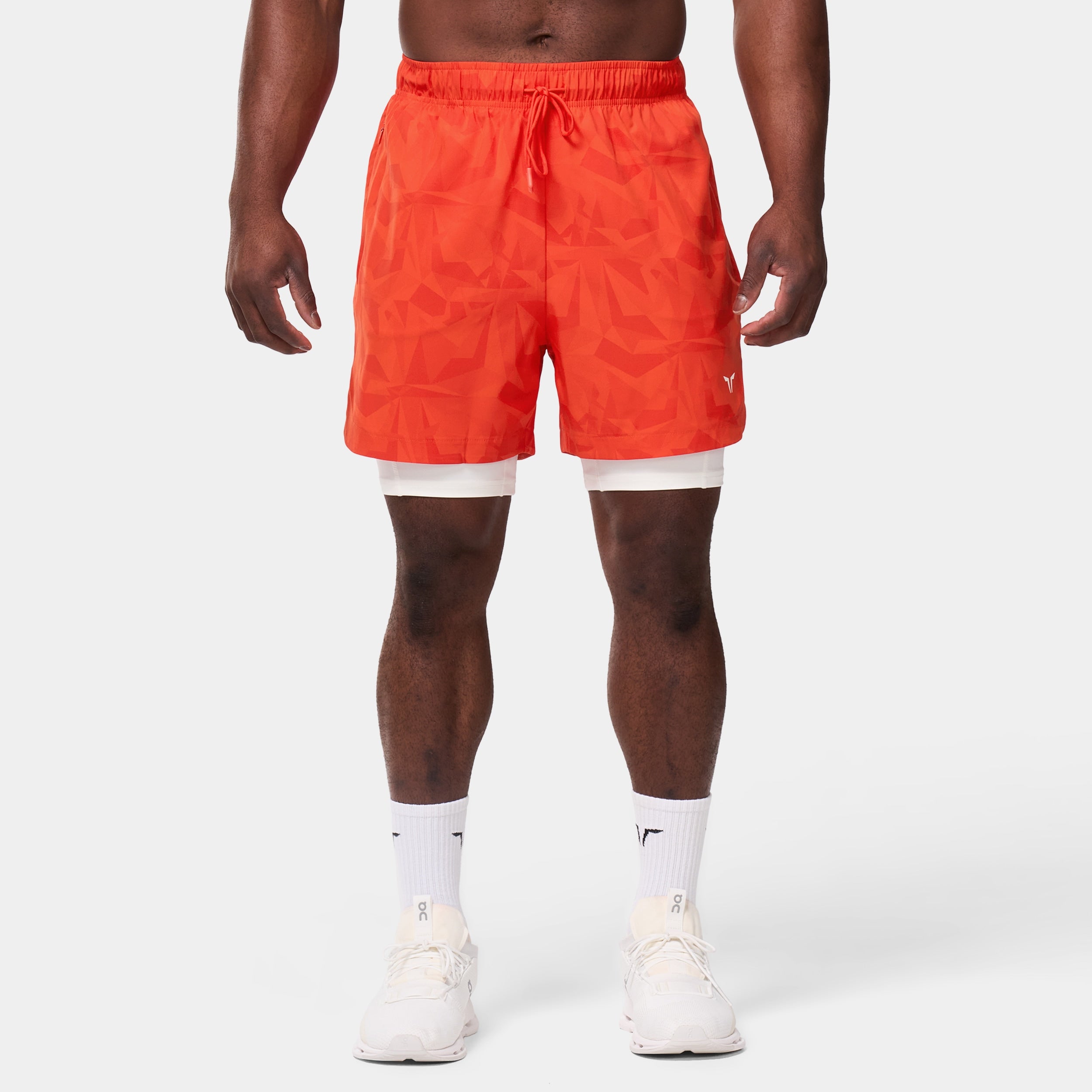Limitless 2-in-1 7" Shorts - Orange.Com Dot Camo