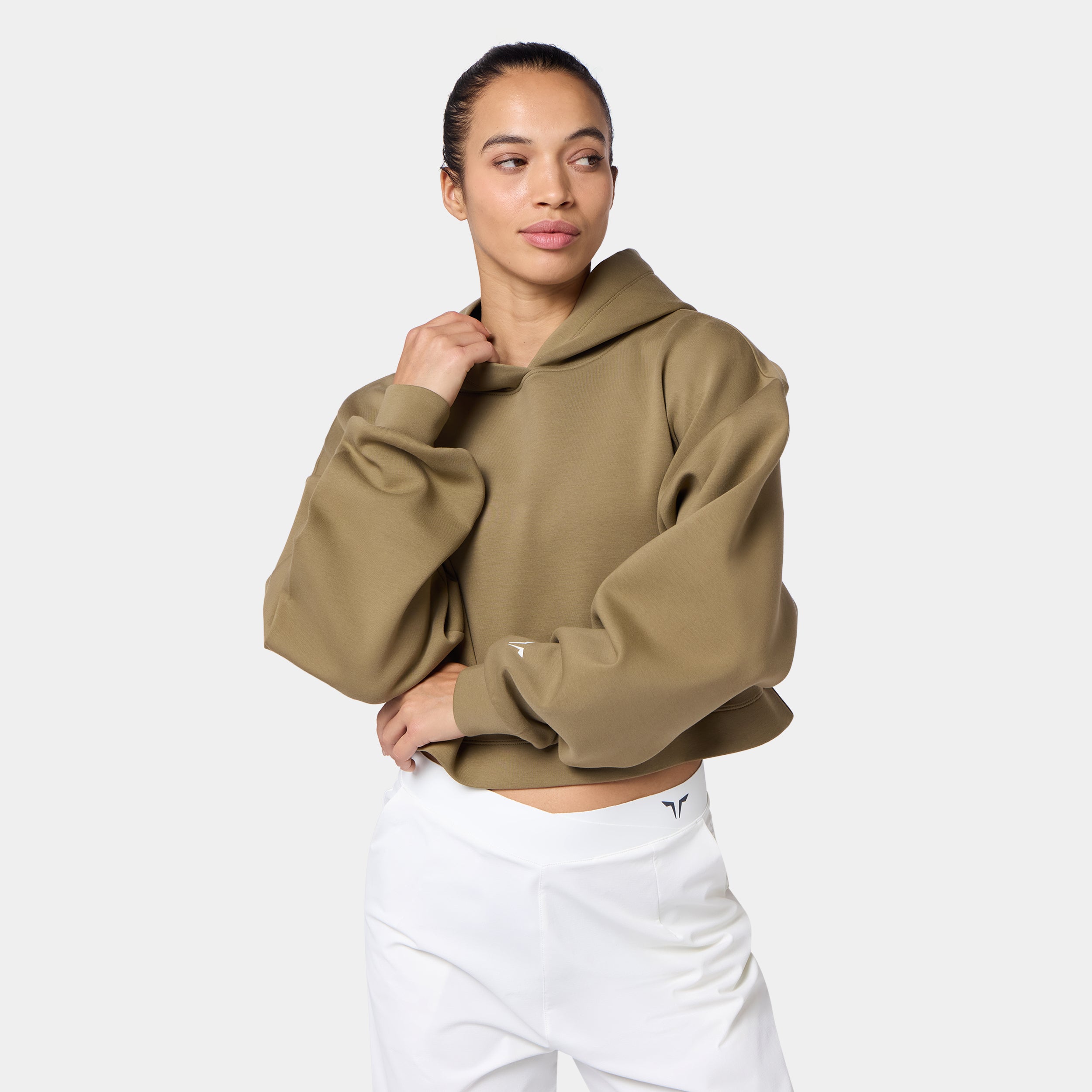 Oversized Crop Hoodie - Covert Green