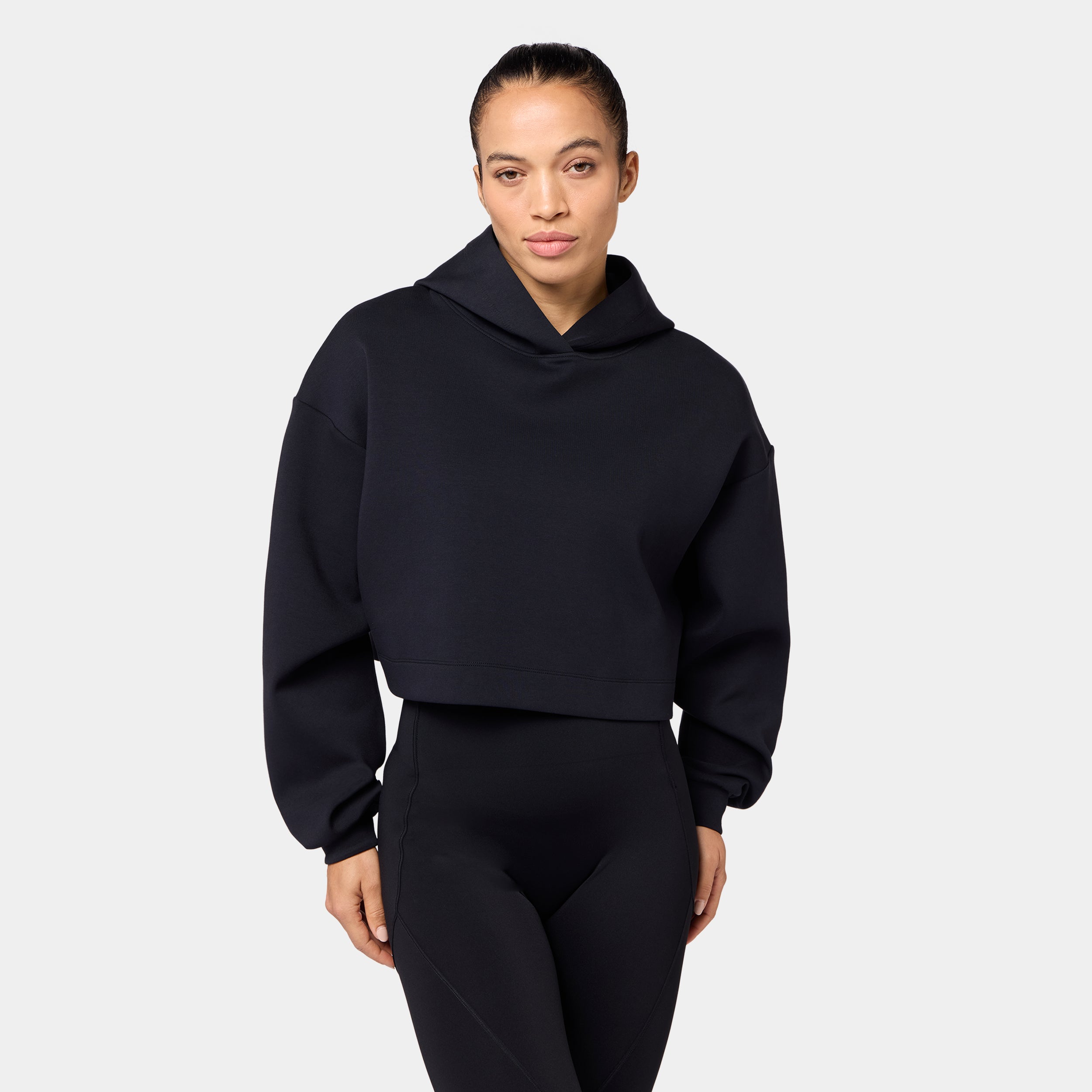 Oversized Crop Hoodie - Black