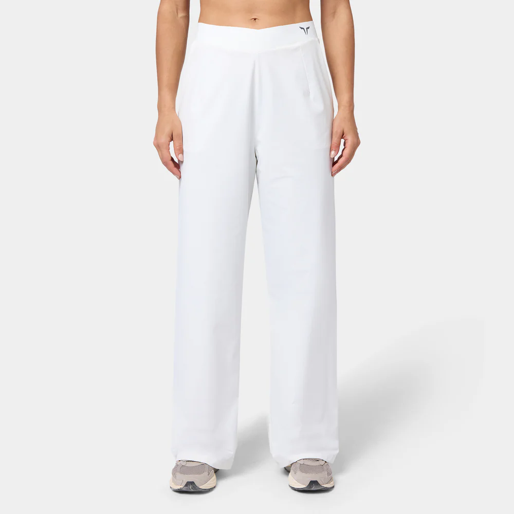 Wrap Waist Wide Leg Pants - Pearl White